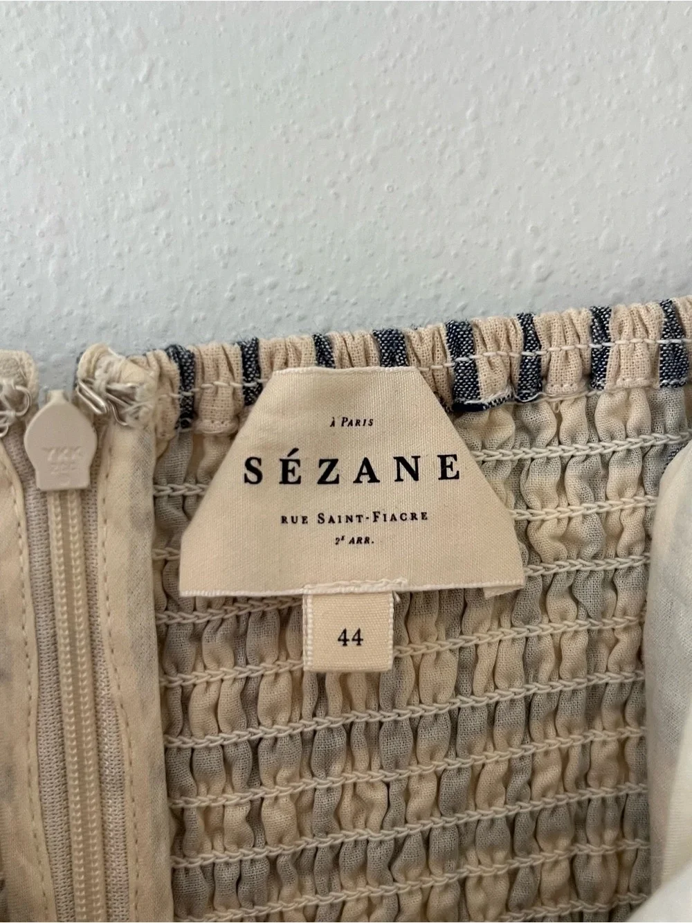 SEZANE | Dorothe Embroidered Floral Check Organic Cotton Dress | 44/US 12 - Picture 3 of 4
